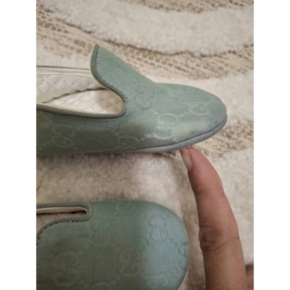 Gucci Infant Baby First Shoes Size 18 Tiffany Blue Monogram Preowned